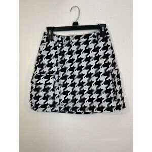 Adidas Ivy Park Womens Cargo Skirt Small Black/White Houndstooth Button Up